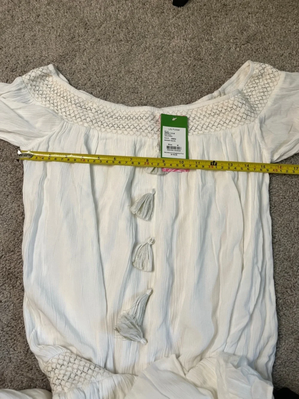 Lilly Pulitzer Joelle Dress Resort White Tassels Medium Boho Cottage Beach NWT - Picture 9 of 12